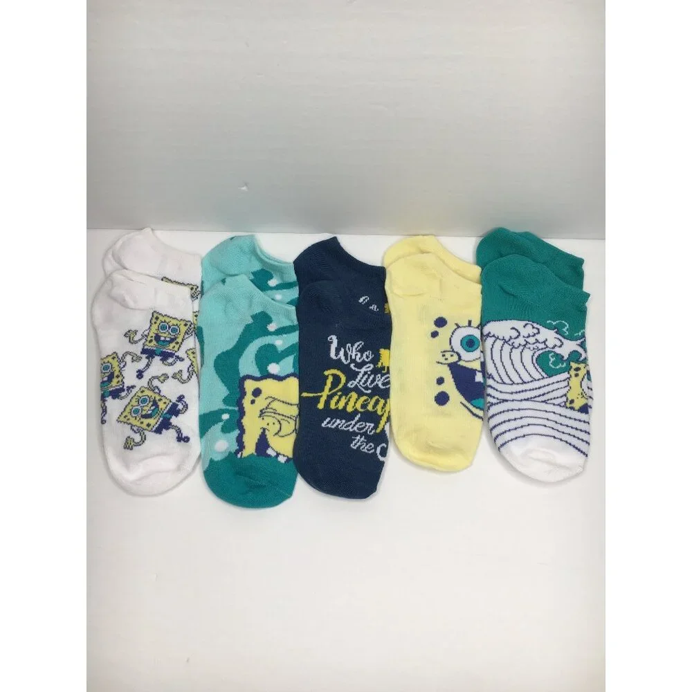 Spongebob Squarepants Women's No Show Socks 5 Pairs Patrick Plankton